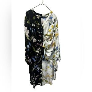 Floral High Low Rouched Blouse XL Unique